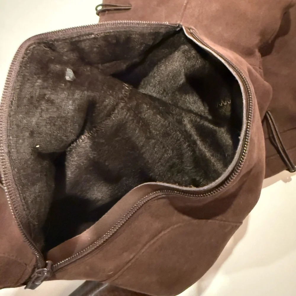 NYLA EUC Brown Suede OTK Stiletto Boots Size 8 Y2K Button Detail